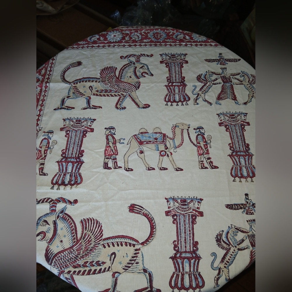 Vintage 60s Cotton Print Fabric Persian Motif